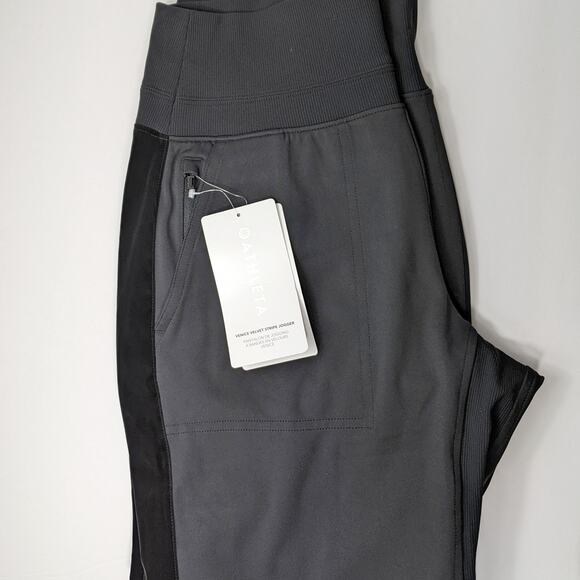 Athleta S black Venice Velvet Stripe Jogger pant casual comfort stylish business - Picture 9 of 10